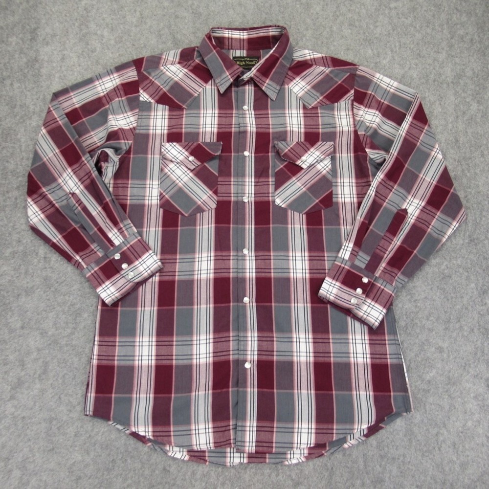 High Noon Mens‎ Western Pearl Snap Long Sleeve Shirt Size Medium Regular
